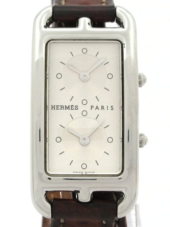 HERMES Cape Cod Double Tour CC3-210 1****** Silver Dark Brown Wrist Watch main image 12